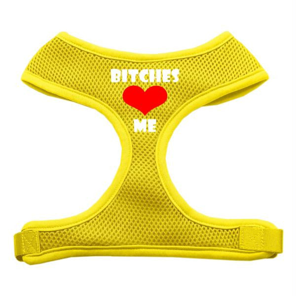 Bitches Love Me Soft Mesh Harnesses Yellow Medium