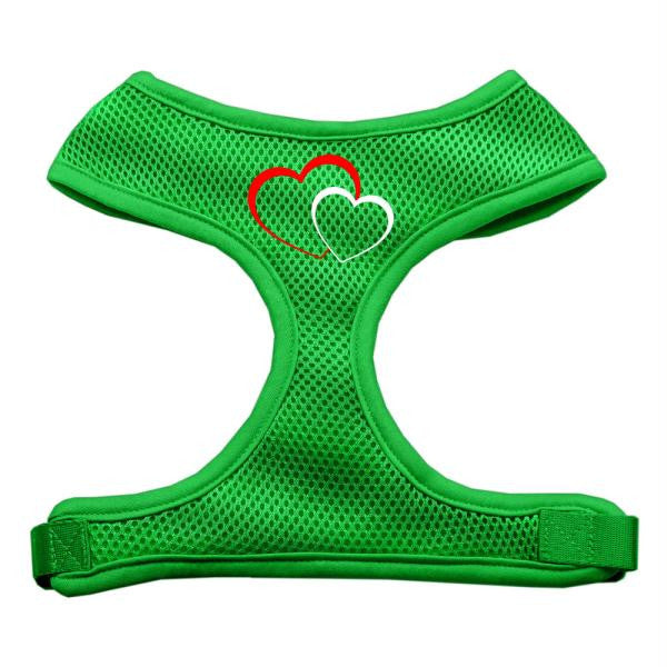 Double Heart Design Soft Mesh Harnesses Emerald Green Medium