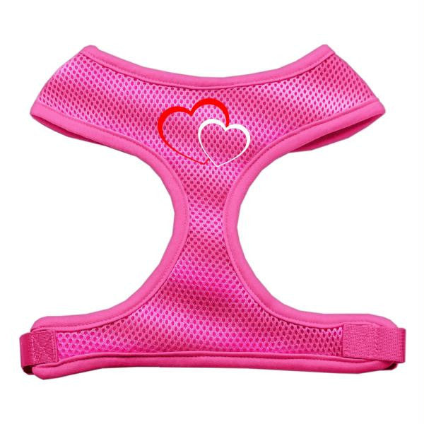 Double Heart Design Soft Mesh Harnesses Pink Medium