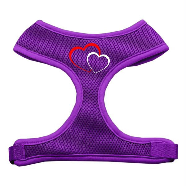 Double Heart Design Soft Mesh Harnesses Purple Medium