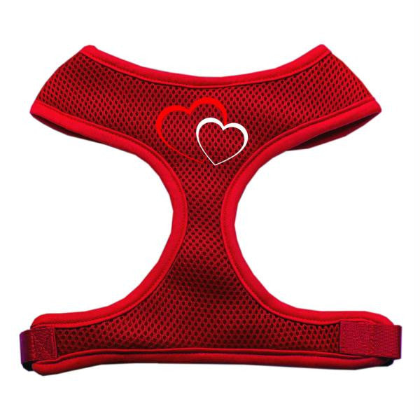 Double Heart Design Soft Mesh Harnesses Red Small