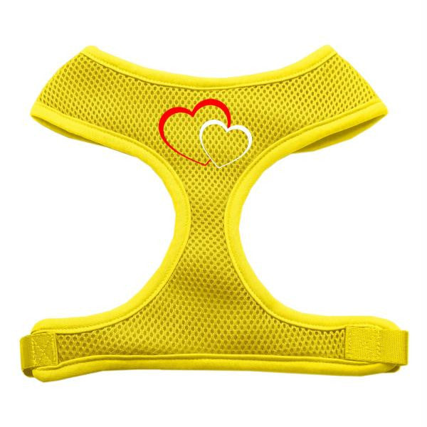 Double Heart Design Soft Mesh Harnesses Yellow Small