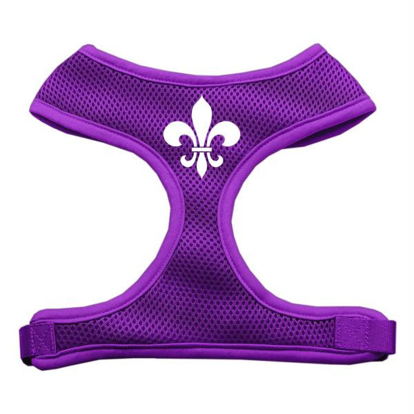 Fleur de Lis Design Soft Mesh Harnesses Purple Medium