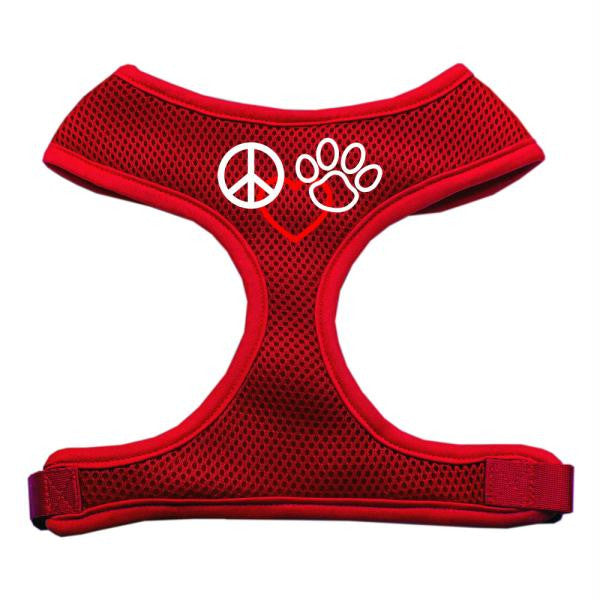 Peace, Love, Paw Design Soft Mesh Harnesses Red Large