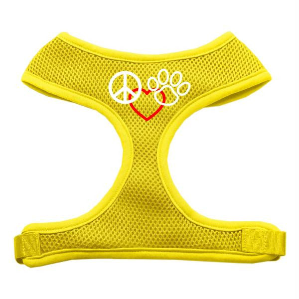 Peace, Love, Paw Design Soft Mesh Harnesses Yellow Large