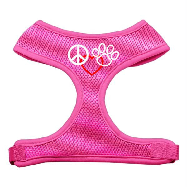 Peace, Love, Paw Design Soft Mesh Harnesses Pink Extra Large