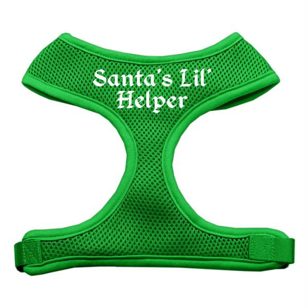 Santa's Lil Helper Screen Print Soft Mesh Harness Emerald Green Small