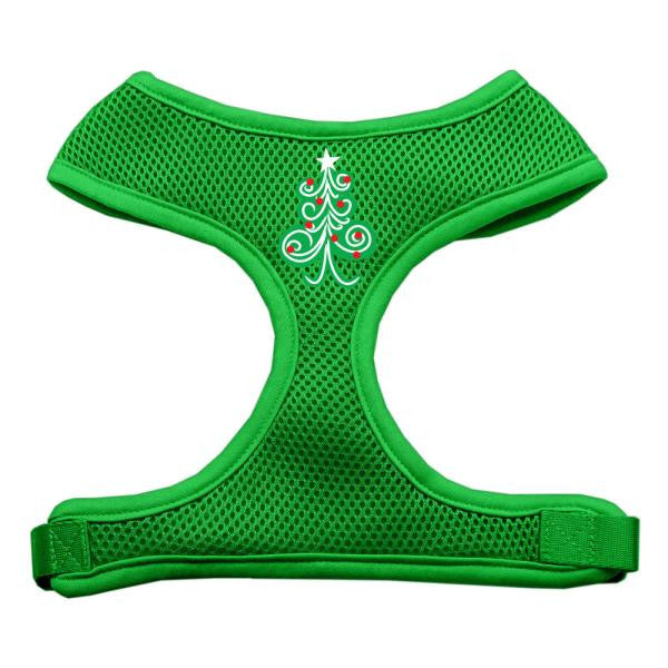 Swirly Christmas Tree Screen Print Soft Mesh Harness Emerald Green Large