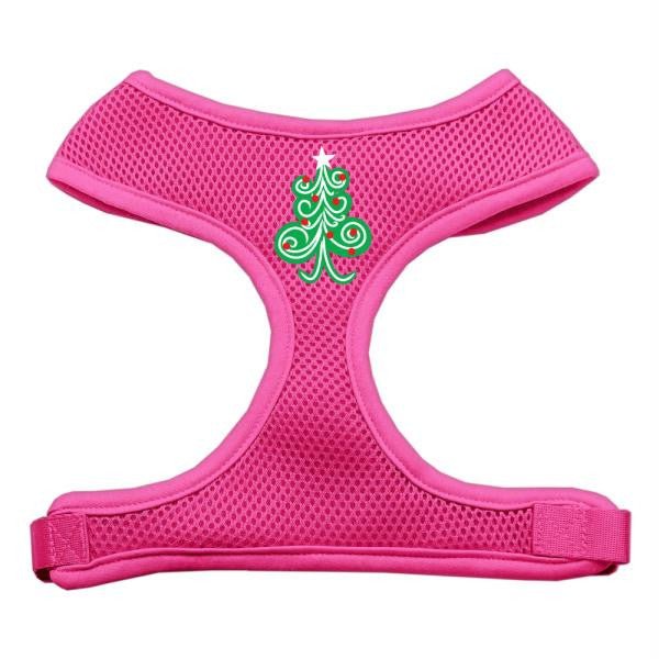 Swirly Christmas Tree Screen Print Soft Mesh Harness Pink Extra Large