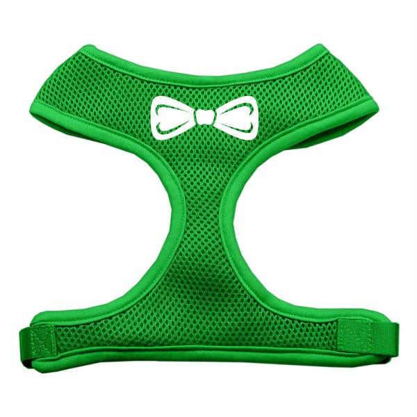 Bow Tie Screen Print Soft Mesh Harness Emerald Green Medium