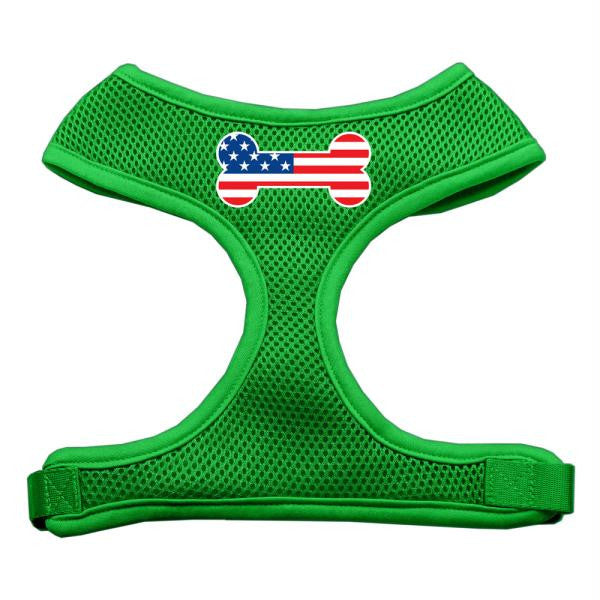 Bone Flag USA Screen Print Soft Mesh Harness Emerald Green Medium