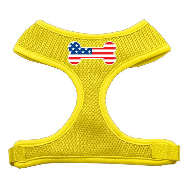 Bone Flag USA Screen Print Soft Mesh Harness Yellow Medium