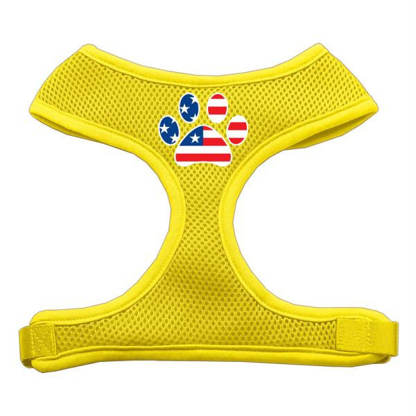 Paw Flag USA Screen Print Soft Mesh Harness Yellow Medium