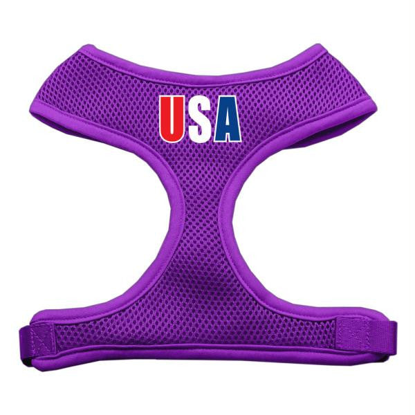 USA Star Screen Print Soft Mesh Harness Purple Large