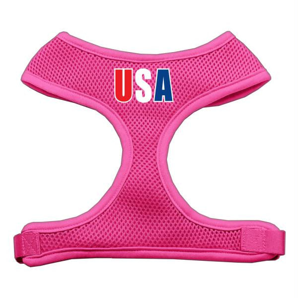 USA Star Screen Print Soft Mesh Harness Pink Medium