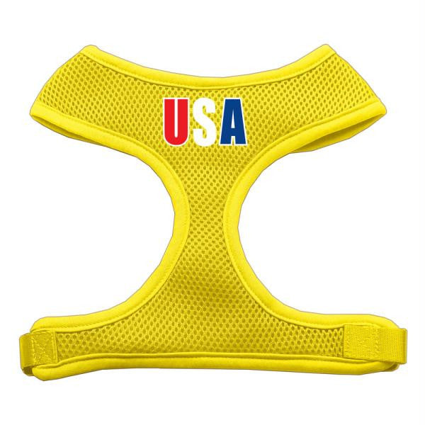 USA Star Screen Print Soft Mesh Harness Yellow Medium