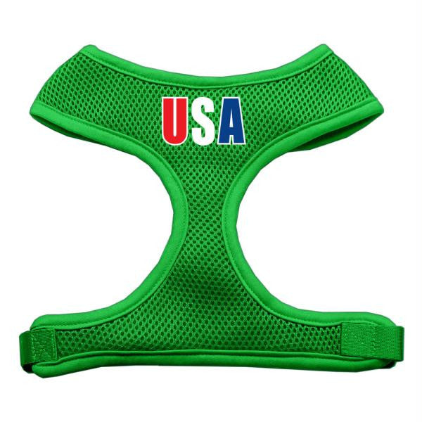 USA Star Screen Print Soft Mesh Harness Emerald Green Extra Large