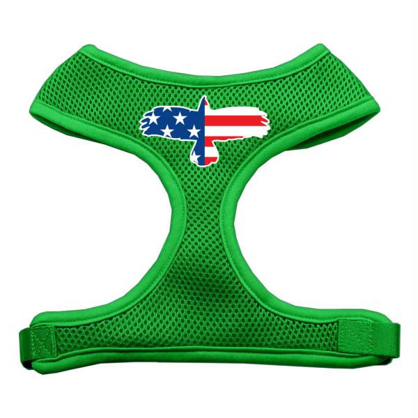 Eagle Flag  Screen Print Soft Mesh Harness Emerald Green Large