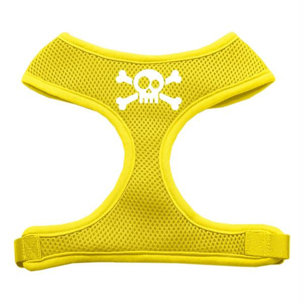 Skull Crossbones Screen Print Soft Mesh Harness Yellow Medium