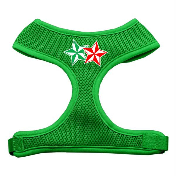 Double Holiday Star Screen Print Mesh Harness Emerald Green Medium