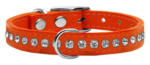 One Row Clear Jeweled Leather Orange 14