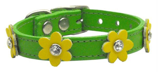 Flower Leather Emerald Green w- Yellow Flowers 10