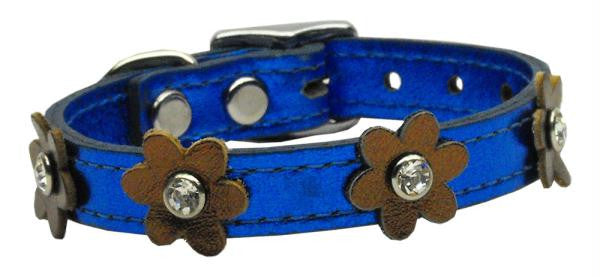 Flower Leather Metallic Blue w- Bronze Flowers 12