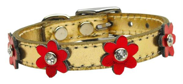 Flower Leather Gold w- Red MTLFlowers 12