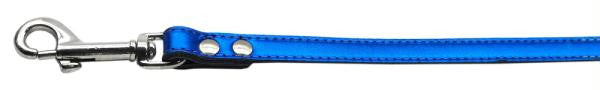 Fashionable Leather Leash Metallic Blue 1-2'' Wide