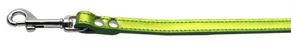 Fashionable Leather Leash Metallic Lime Green 1-2'' Wide