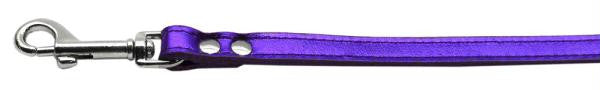 Fashionable Leather Leash Metallic Purple 3-4'' Wide