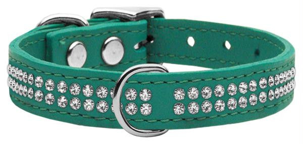 Two Row Clear Jeweled Leather Jade 16