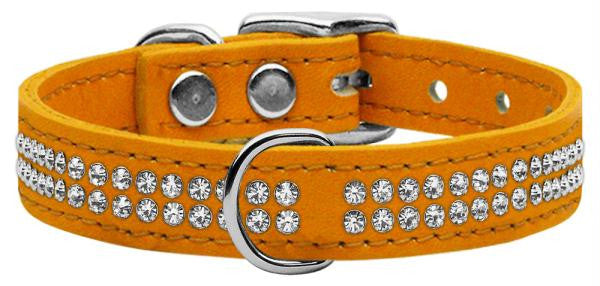 Two Row Clear Jeweled Leather Mandarin 16