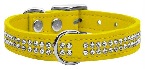 Two Row Clear Jeweled Leather Yellow 16