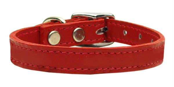 Plain Leather Collars Red 10