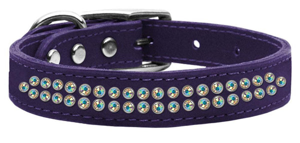 Two Row AB Jeweled Leather Purple 16