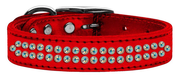 Two Row AB Crystal Metallic Leather Red 16